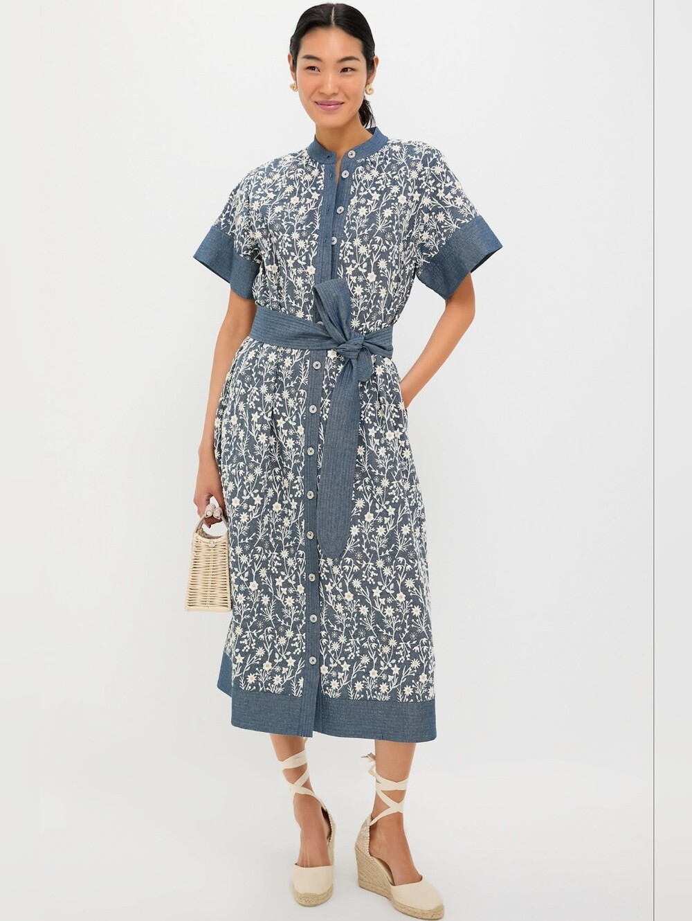 Tuckernuck Embroidered Chambray Wildflower Meadows Prescott Dress